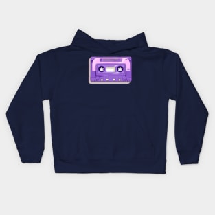 Purple cute tape cassette Kids Hoodie